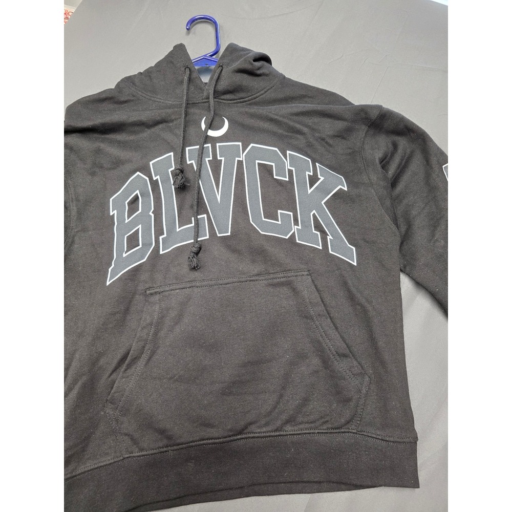 Black Scale BLVCK Graphic Hoodie Mens Small Black Streetwear Pullover  Back Logo